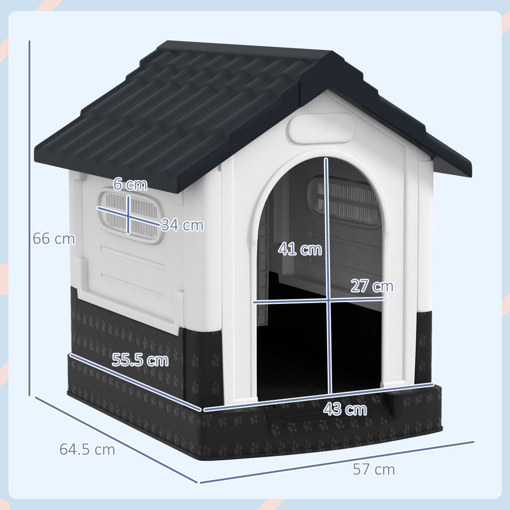 PawHut Outdoor Dog Kennel (XS) Grey, 66x64.5x57 cm, Elevated, Water-Resistant