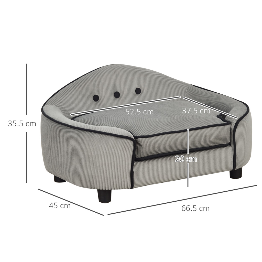 PawHut Dog Sofa Bed with Sponge Cushion - Grey, XS/S
