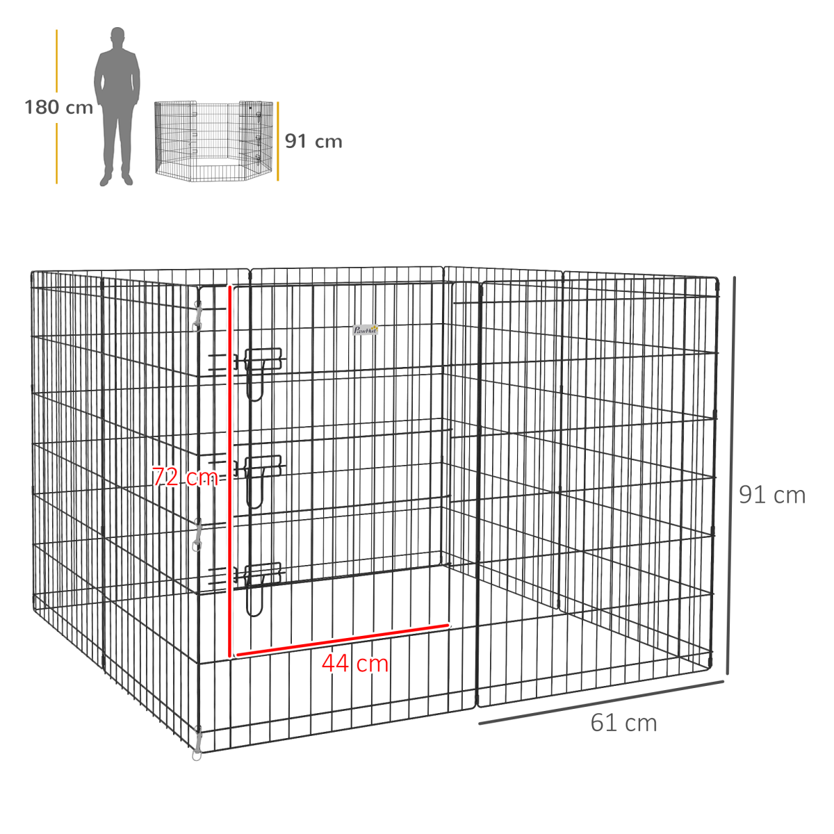 PawHut 8-Panel DIY Dog Pen with Secure Door, Indoor/Outdoor, 91cm High