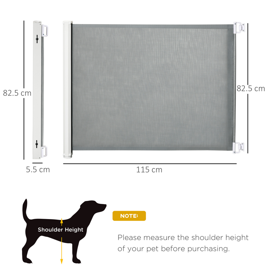 Retractable Pet Barrier Gate for Doorways, Stairs & Hallways (115cm)