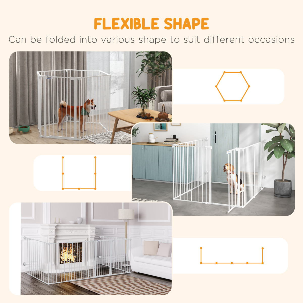 PawHut 2-in-1 Dog Pen & Safety Gate, 6-Panel, Foldable, 90cm White