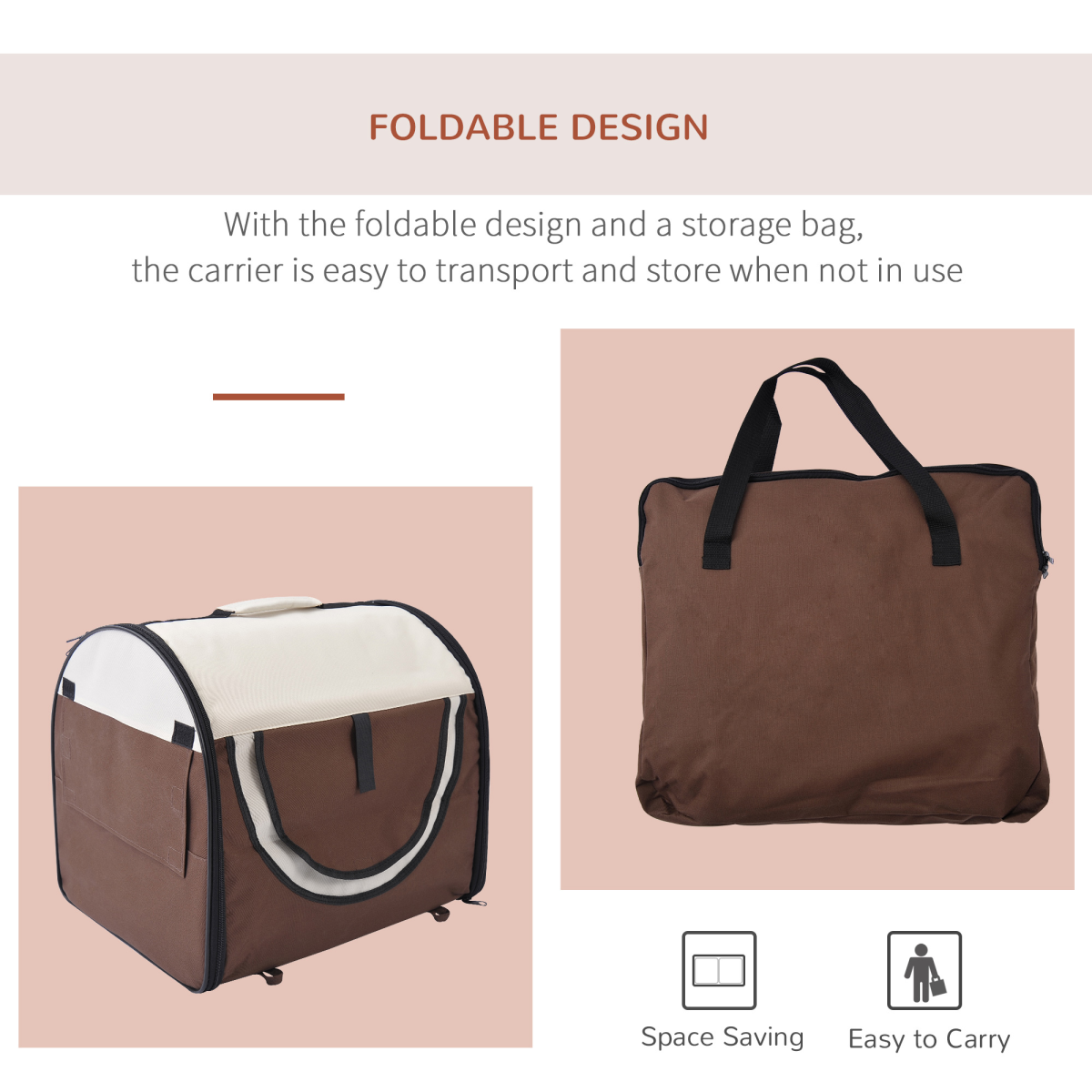 Foldable Mesh Pet Carrier for Small Dogs & Cats with Ground Stakes