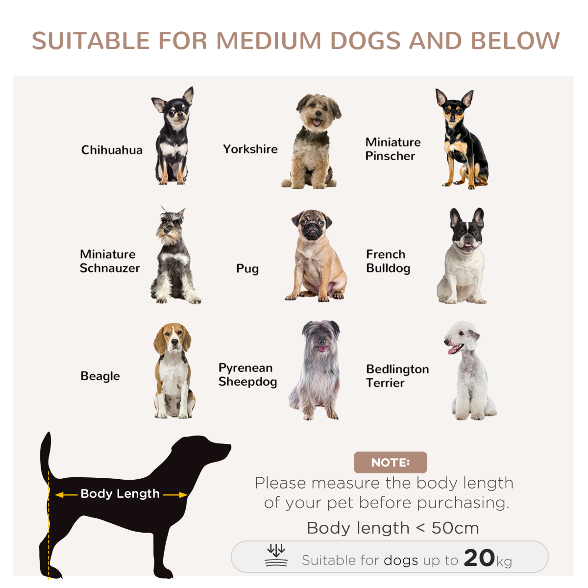 Wooden Dog Crate Furniture with Double Doors and Cushioned Pad - For Medium Dogs
