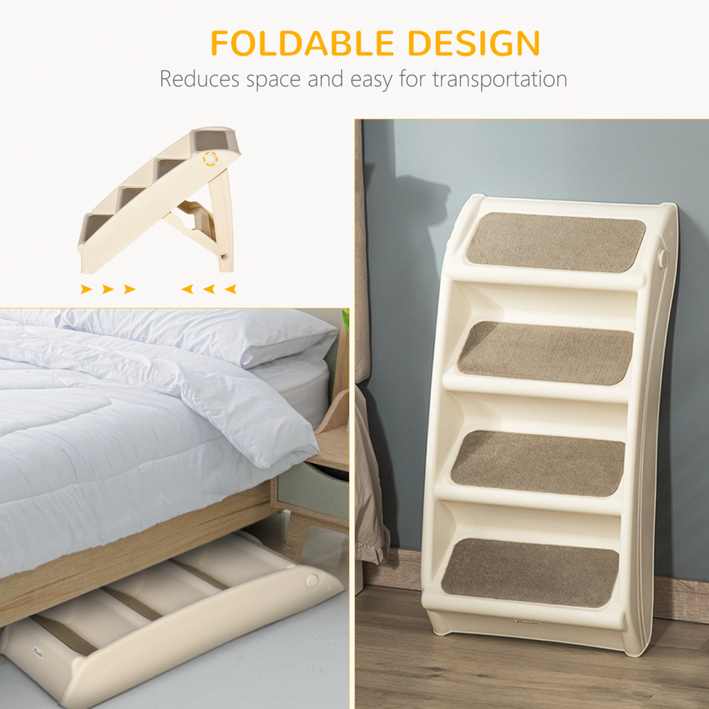 Portable Non-Slip Dog & Cat Steps for Bed & Sofa - Beige