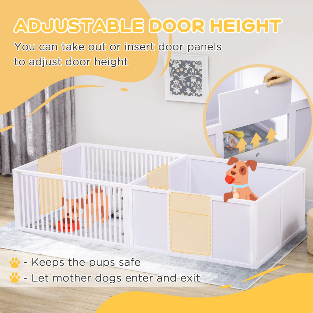 7-Panel Indoor Puppy Pen with 3 Doors, Dual-Room Design
