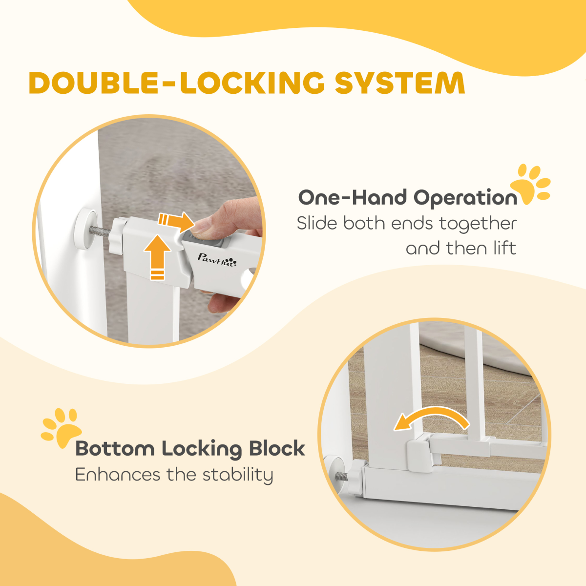75-103 cm Pet Safety Gate - Pressure Fit Stair with Small Door Double Lock