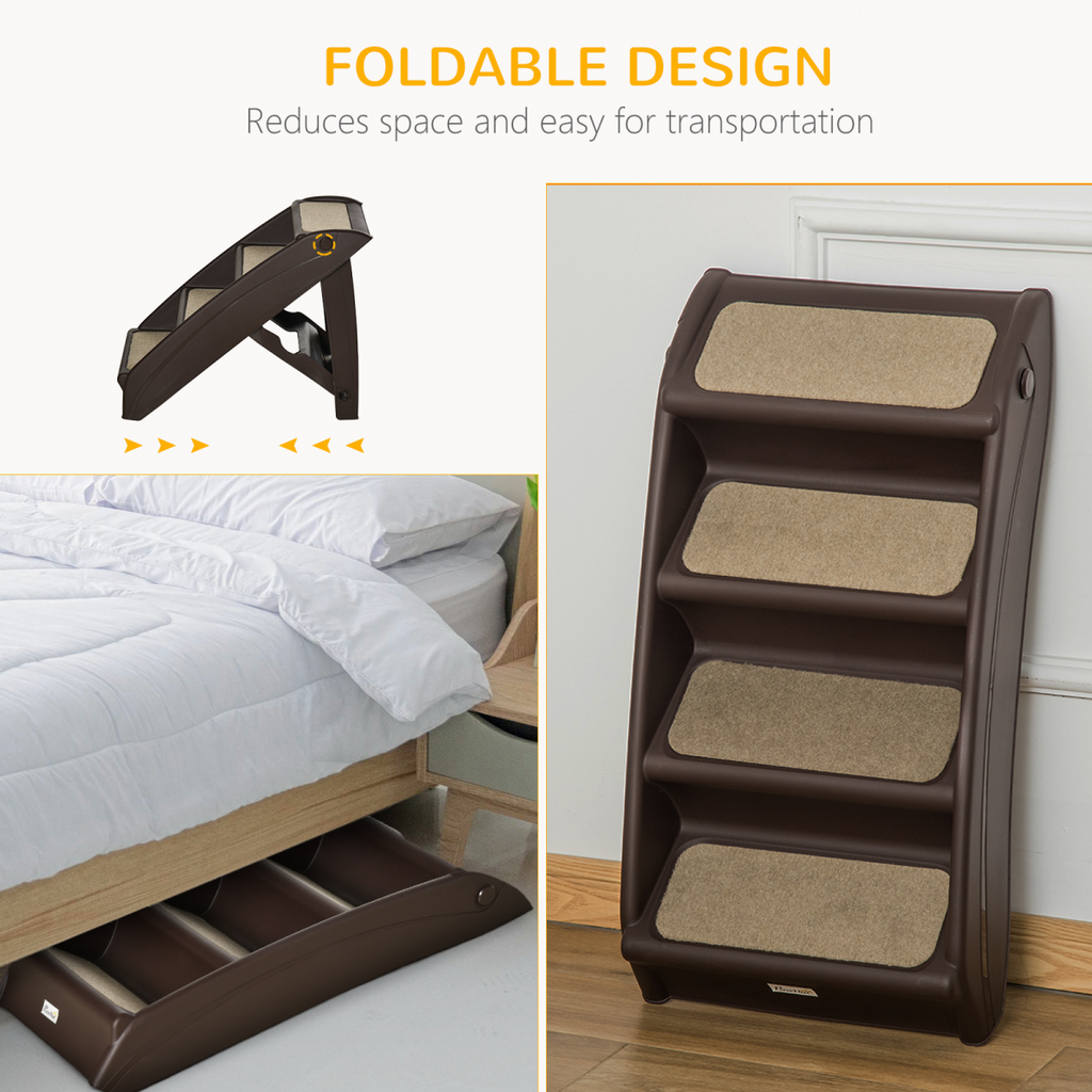 Portable Non-Slip Pet Steps for Bed & Sofa - Easy Access for Cats & Dogs, Brown