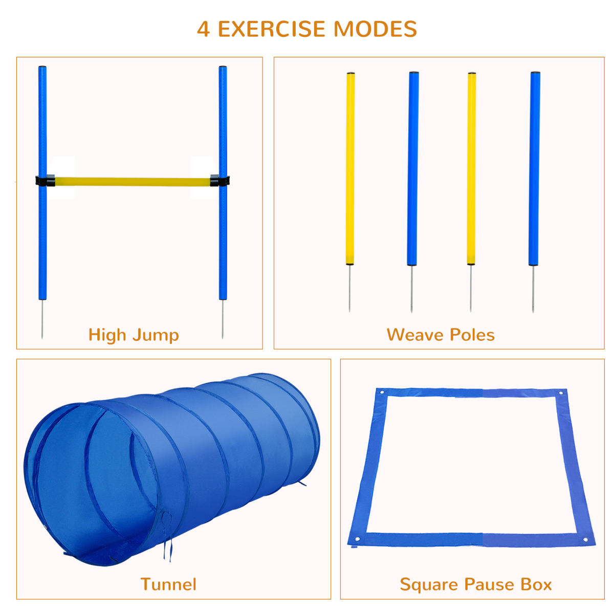 Dog Agility Training Set: Poles, Hurdle & Tunnel - Portable & Adjustable