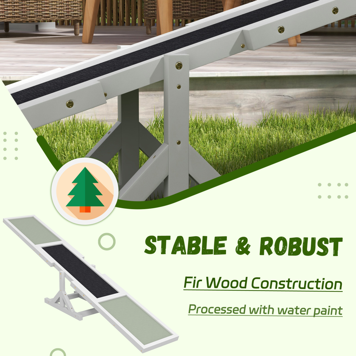 PawHut Wood Seesaw for Large Dogs - Anti-Slip & Outdoor-Ready
