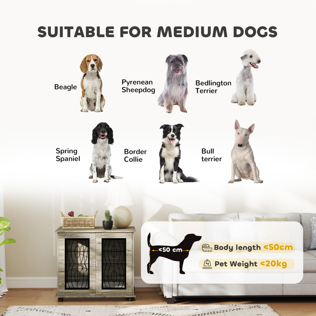 PawHut Multi-Function Dog Crate End Table with Cushioned Bed