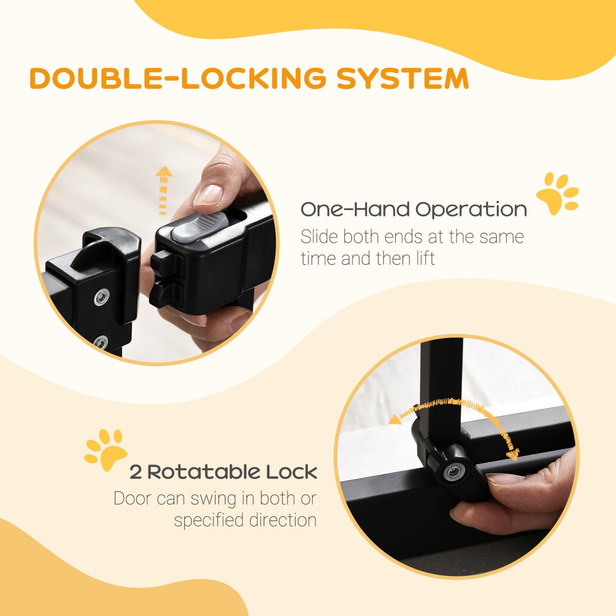 Adjustable 74-80cm Metal Pet Gate with Auto-Close Door - Black