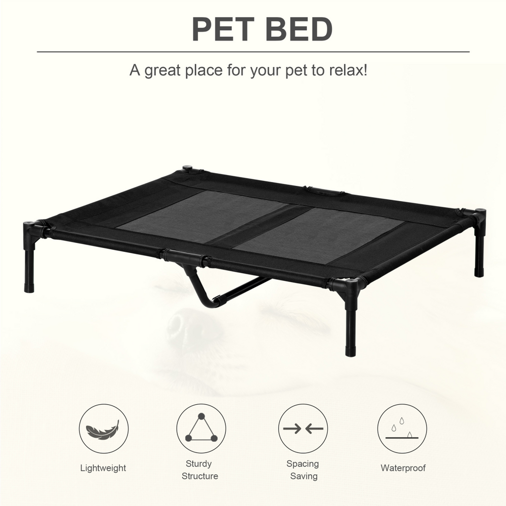 PawHut Large Portable Elevated Pet Cot Bed for Dogs & Cats Black