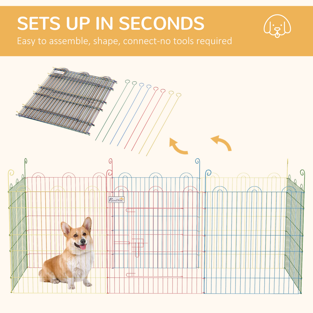PawHut 6-Panel Pet Playpen with Door - Shape Options (Oct/Sq/Tri), Metal