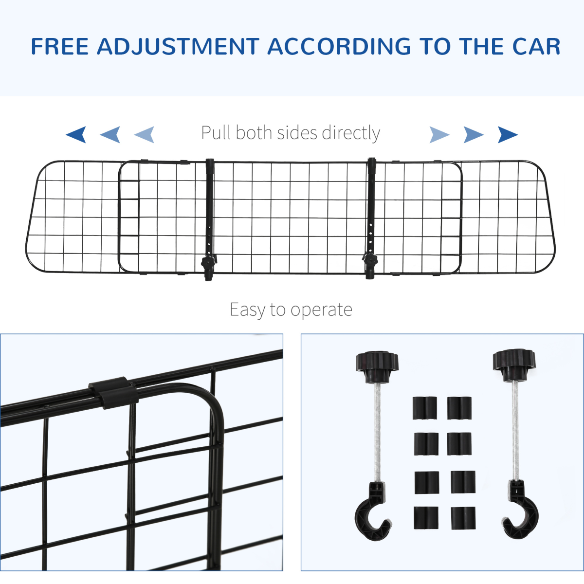 PawHut Heavy-Duty Pet Car Barrier - Adjustable Ventilated Mesh Guard