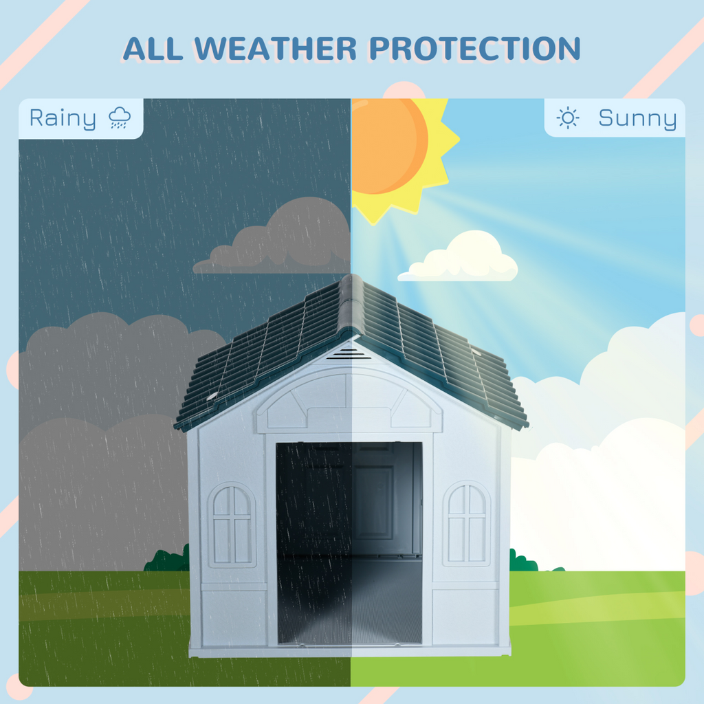 PawHut Weather-Resistant Outdoor Dog House for Medium Dogs - Blue