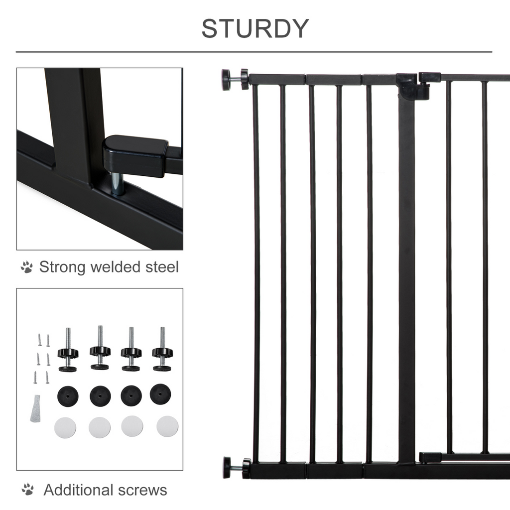 Pressure-Fit Dog Gate & Pet Barrier for Stairs, 76–107 cm, Black