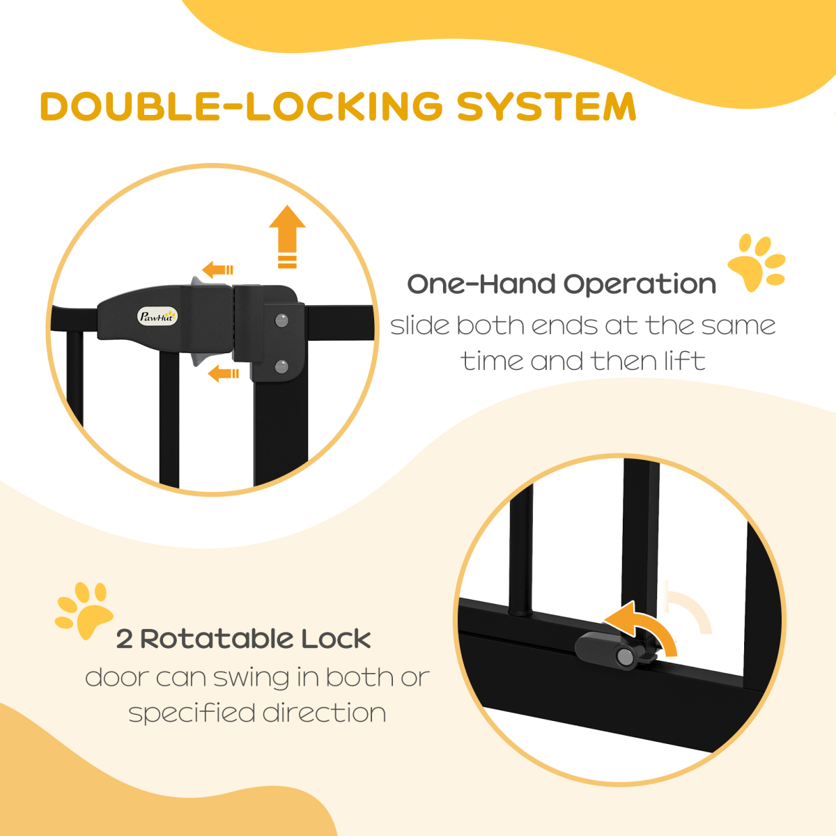 PawHut Adjustable Metal Pet Gate 74-100cm with Auto-Close Door Black