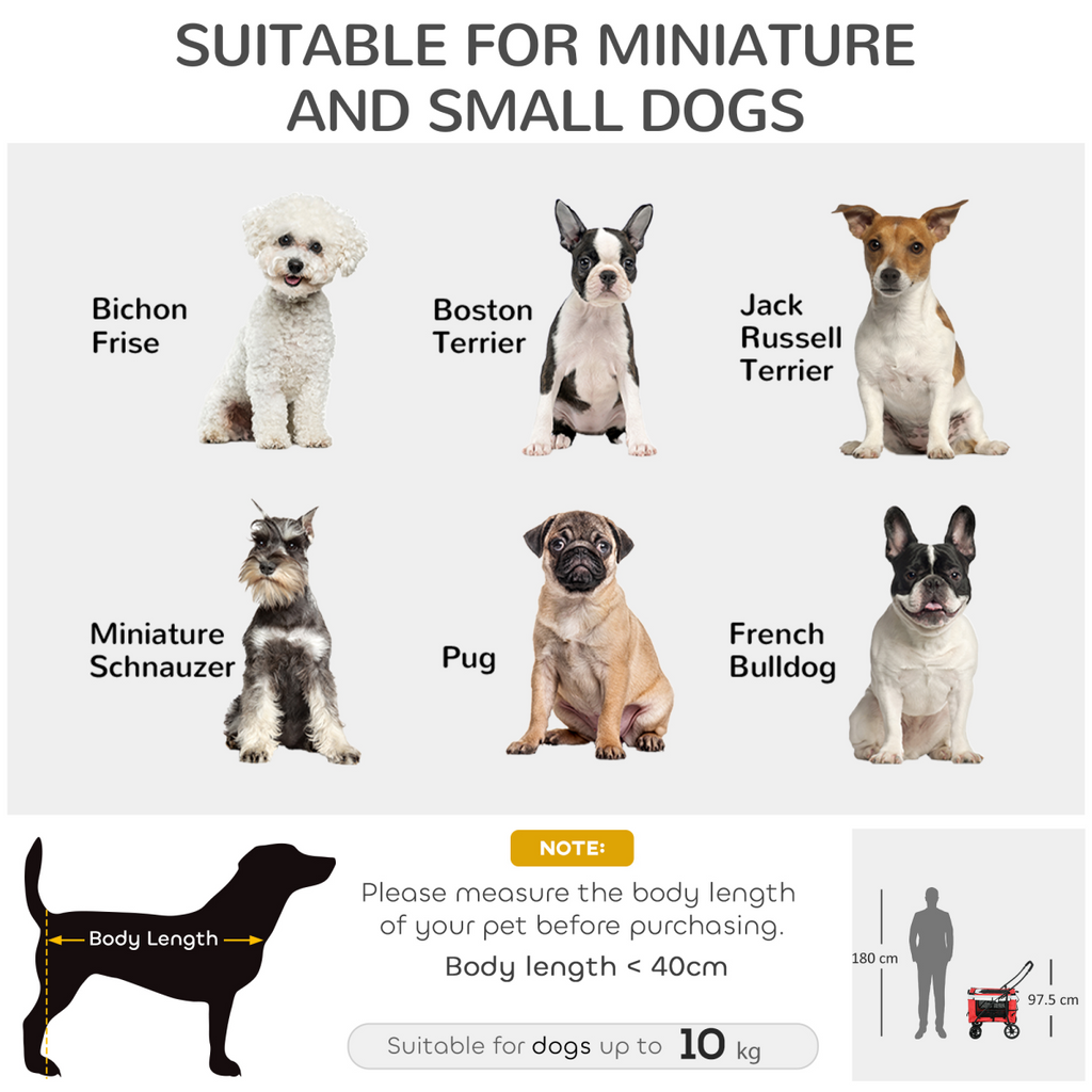 PawHut Foldable Pet Stroller with Detachable Carrier and Soft Padding - Red