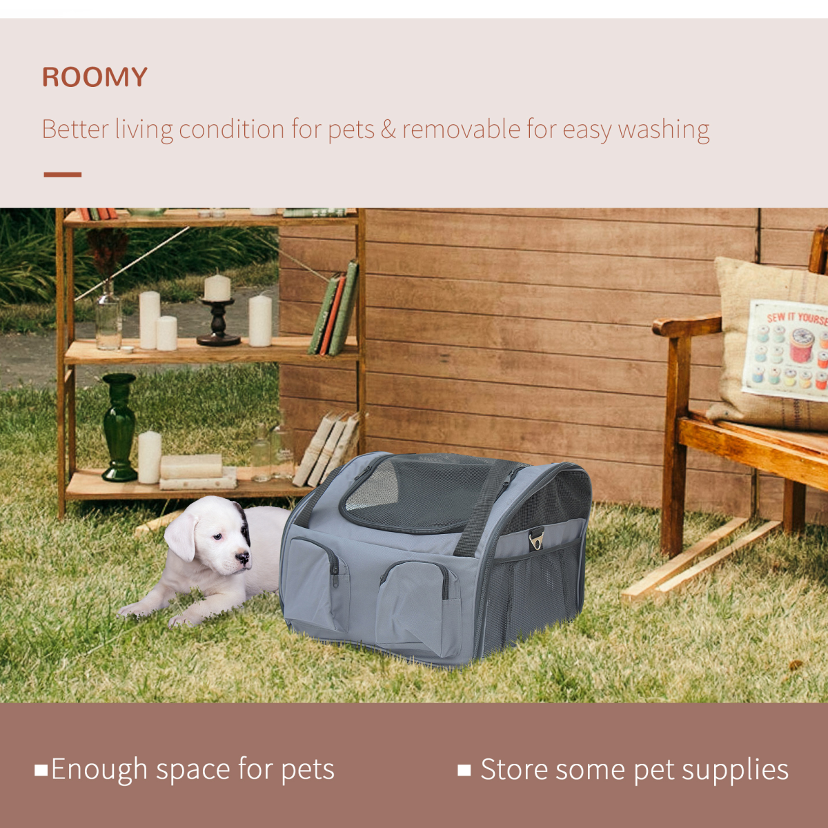 Foldable Pet Car Seat Carrier, Portable Mesh Travel Cage for Cats & Dogs