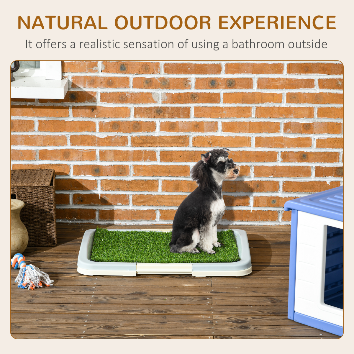 PawHut Indoor Dog Toilet with Grass, Grid Panel & Tray, 63x48.5cm