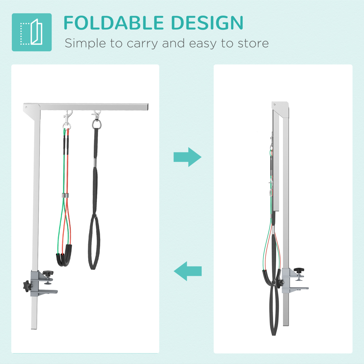 Stainless Foldable Adjustable Pet Grooming Arm with Clamp for Medium Dogs