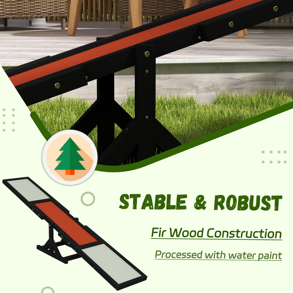 PawHut Black Wooden Seesaw for Large Dogs - Anti-Slip, Outdoor-Ready