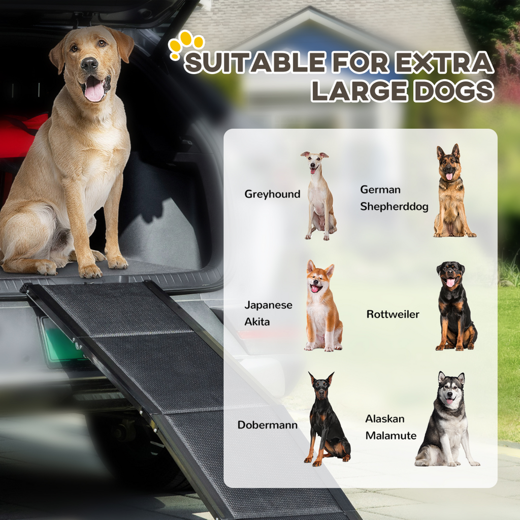 PawHut Folding Dog Ramp for XL Dogs - Non-Slip, Portable Car Ramp