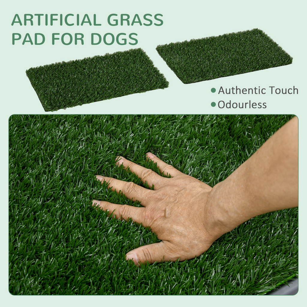 PawHut Dog Toilet with 2 Artificial Grass Pads, 67x41cm, Green