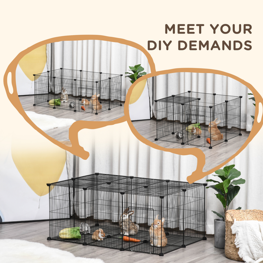DIY Pet Playpen: 22-Piece Cage with Door for Rabbits, Chinchillas & Guinea Pigs