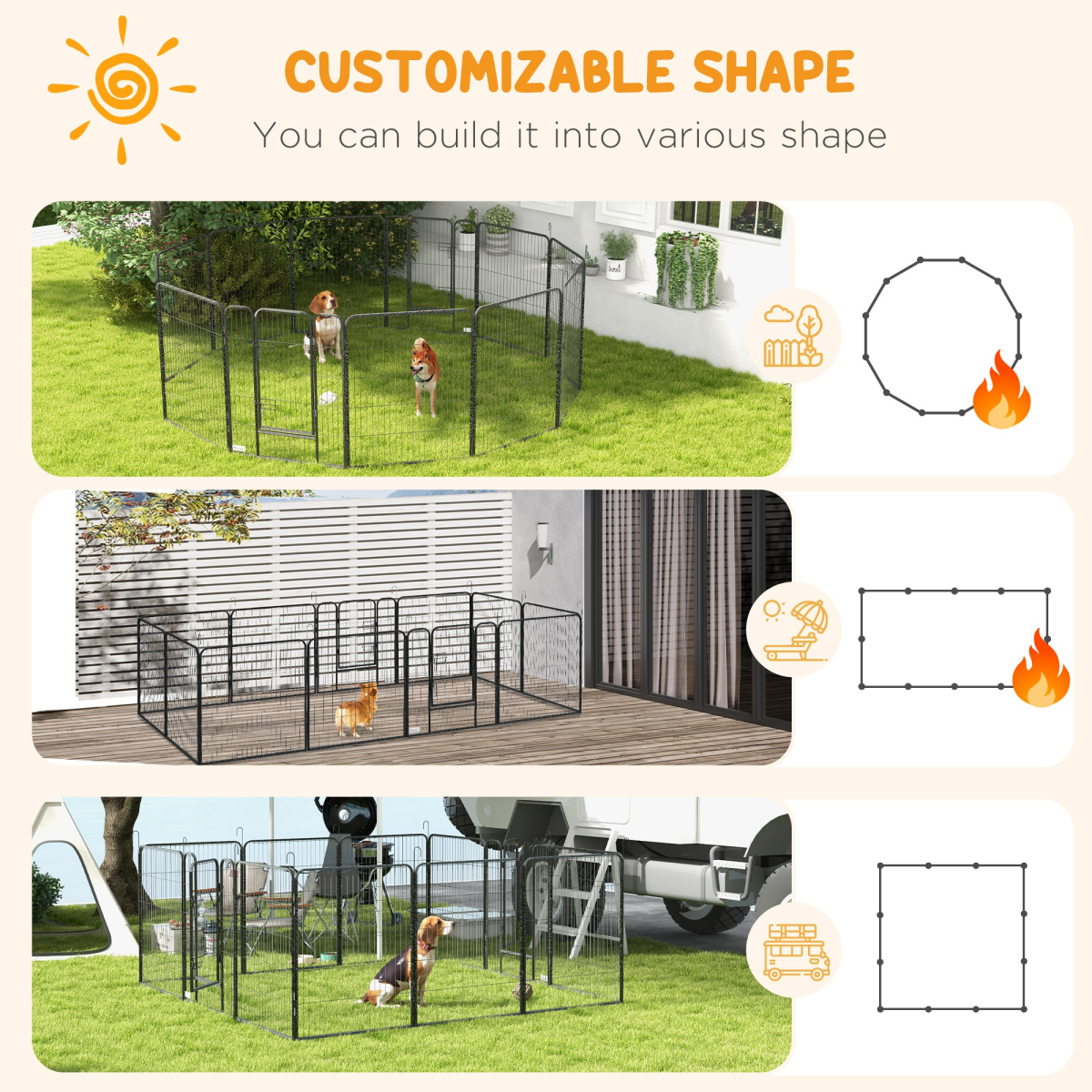 Heavy-Duty 12-Panel Puppy Play Pen for Indoor & Outdoor Use