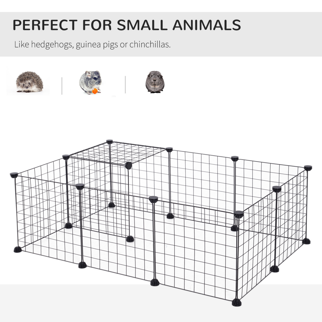 DIY Metal Pet Playpen - 12-Panel Cage for Small Animals (Black)