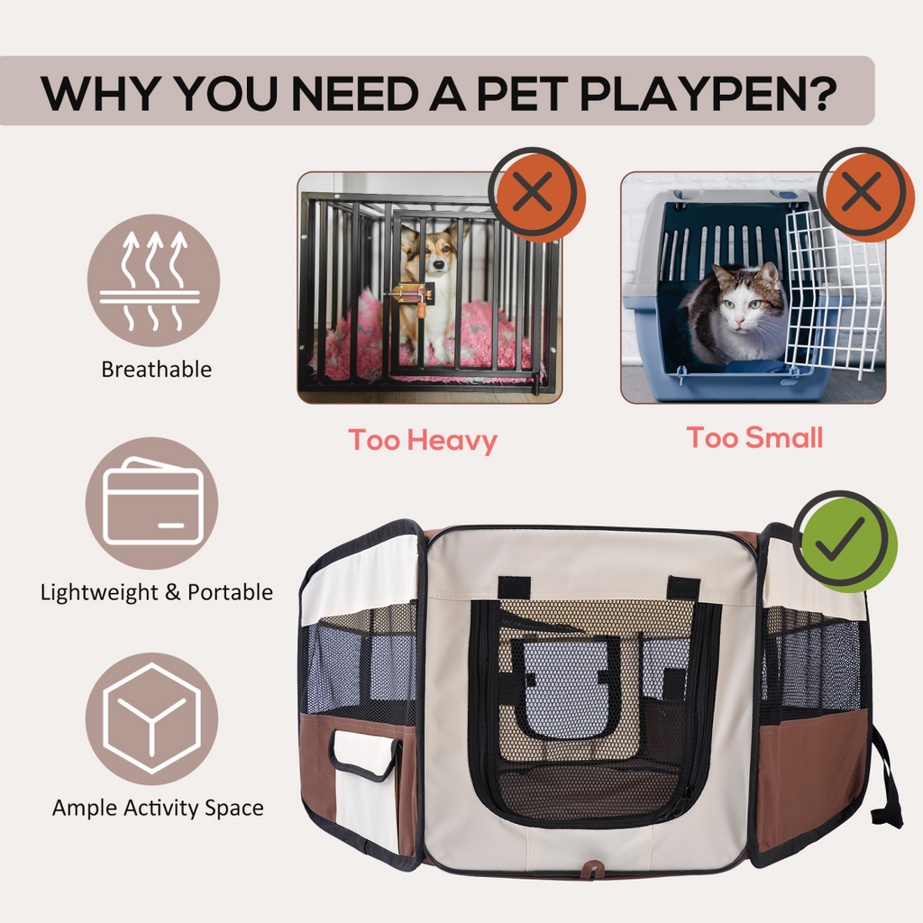 PawHut Fabric Pet Playpen for Small Animals, 90x41 cm, Foldable