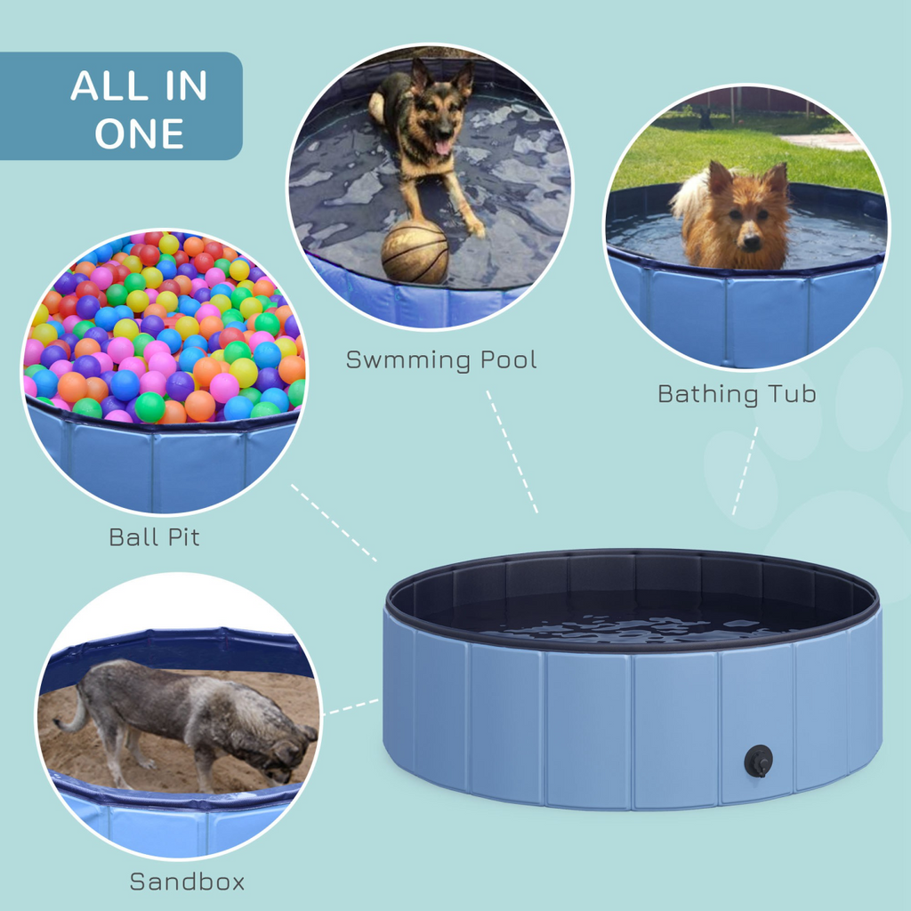 Pawhut 100cm Foldable Pet Pool for Indoor/Outdoor Cat & Dog Fun