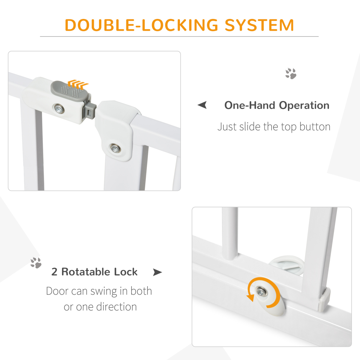 White Adjustable Pet Safety Gate - Metal Dog Barrier for Doorways
