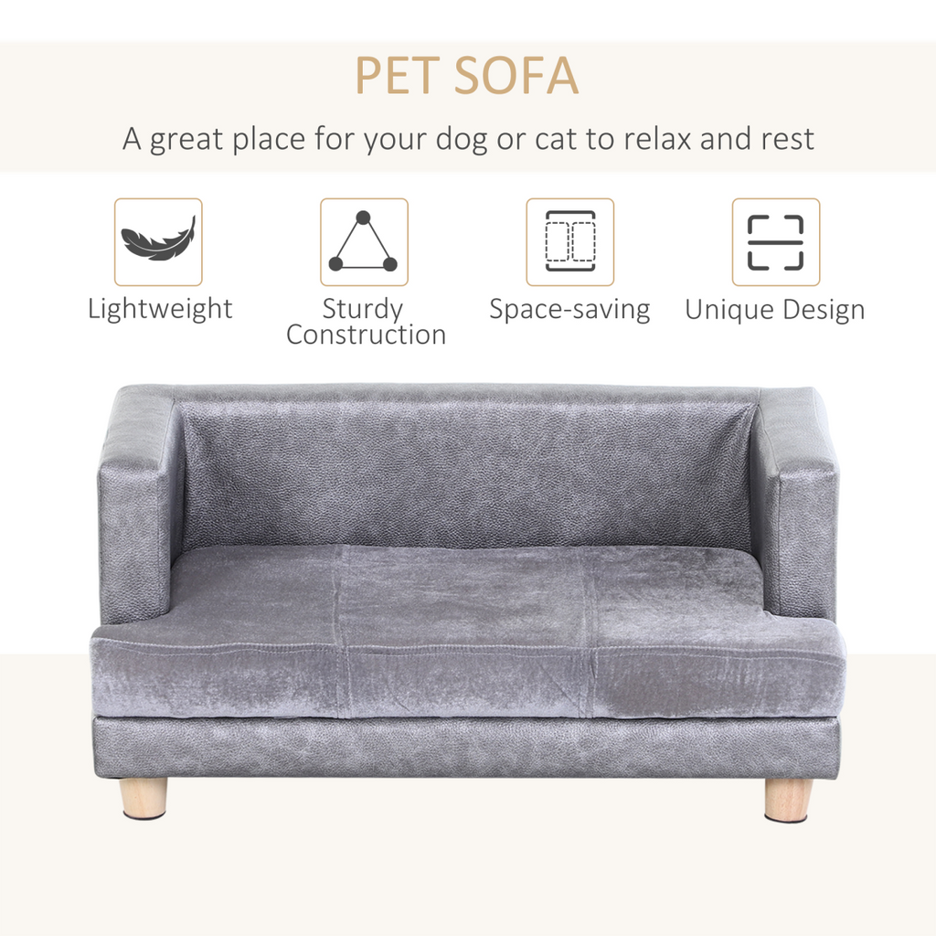 Grey Dog Sofa Bed for Small Dogs - Soft Padded Comfort