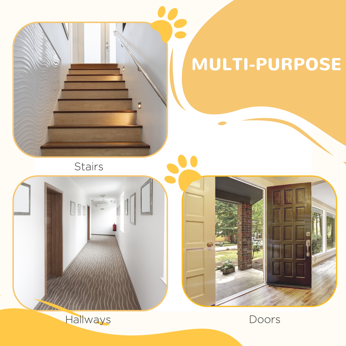 Expandable Pressure-Fit Dog Gate for Stairs - 76-107cm, White