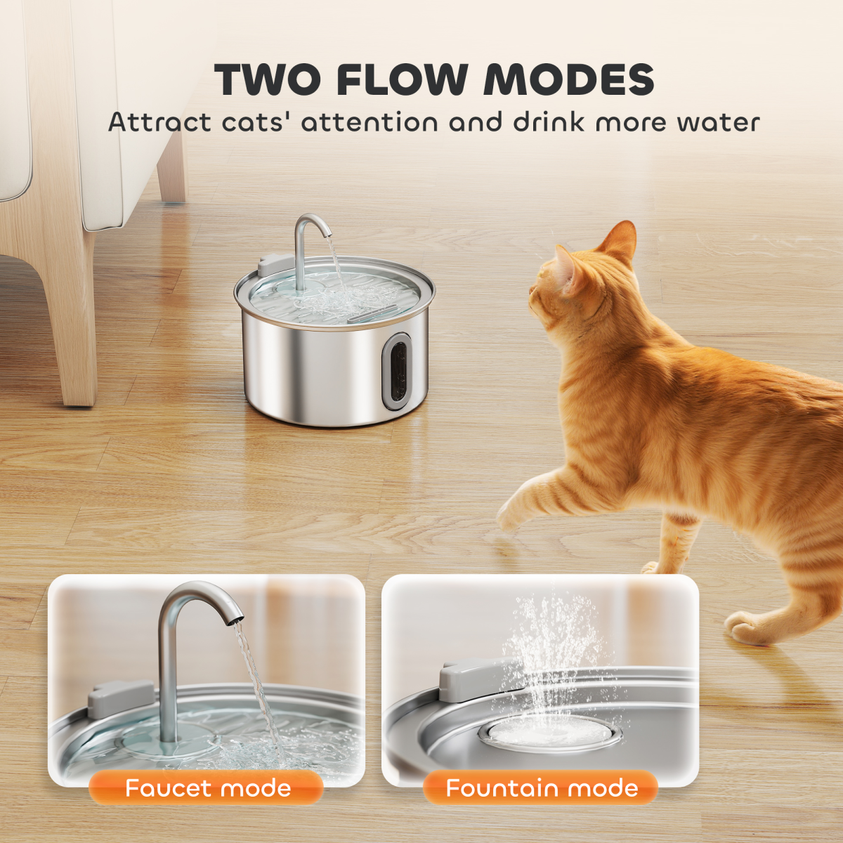 PawHut 2.5L Stainless Steel Cat Water Fountain - Ultra-Silent