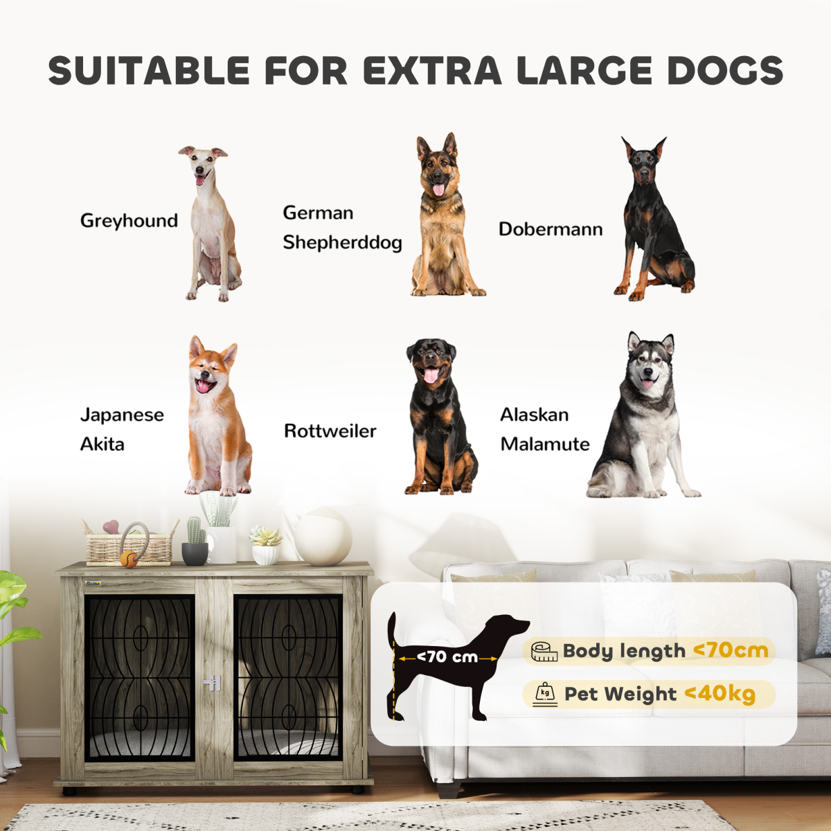 PawHut 44.5-Inch End Table Dog Crate with Cushion & Locking Door