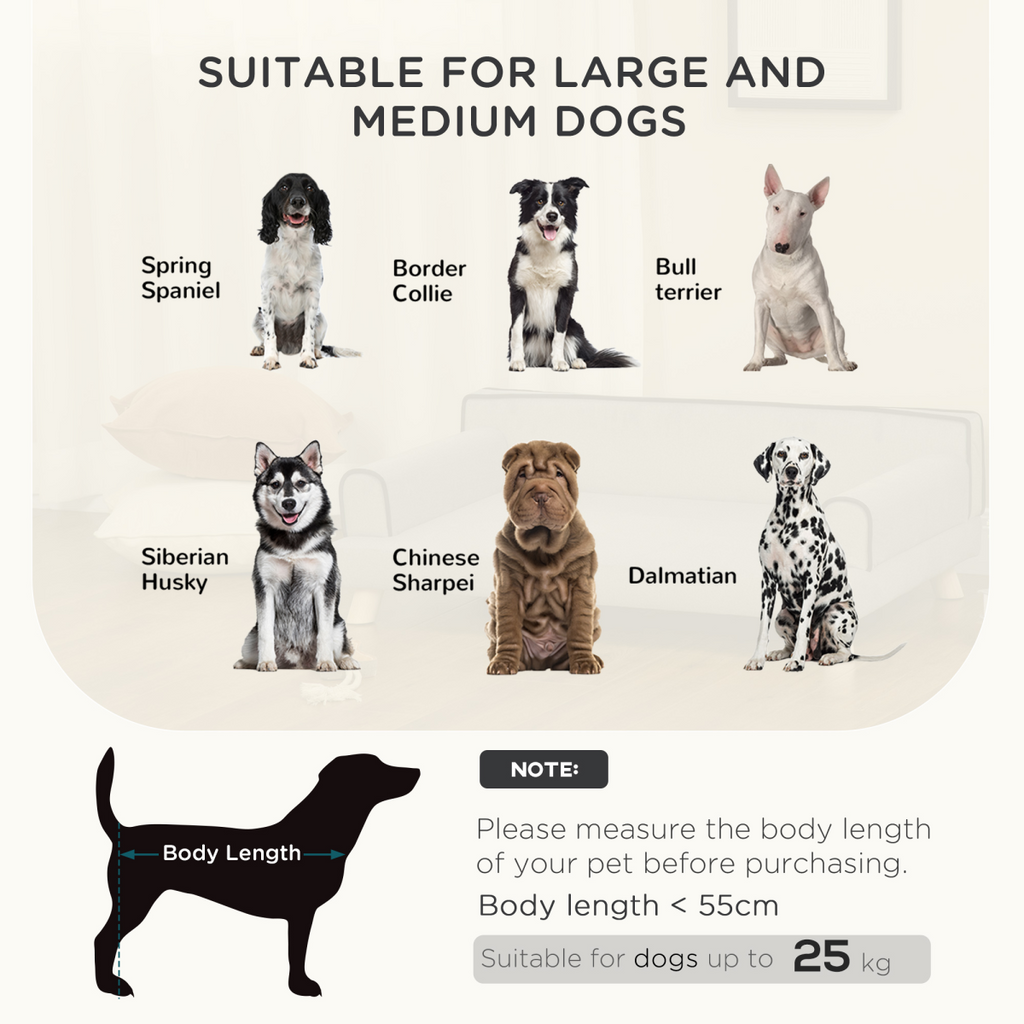 Pet Sofa Bed for Large & Medium Dogs - Wooden Legs, Grey, Water-Resistant
