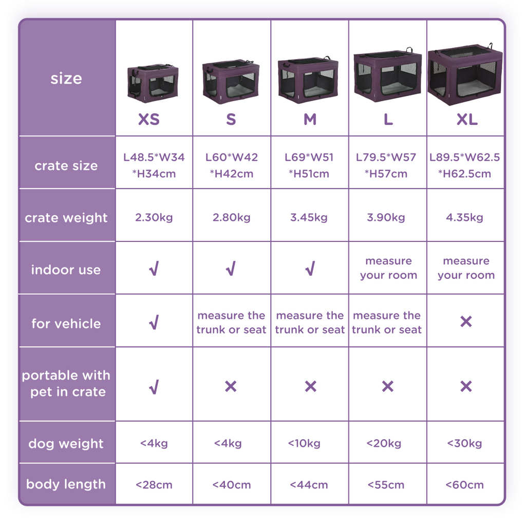 60cm Foldable Pet Carrier with Cushion - Purple Cat/Dog Travel Bag