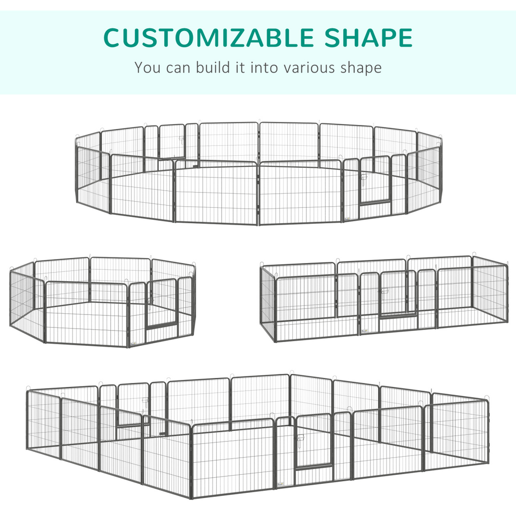 Heavy-Duty 16-Panel Dog Playpen, 2 Doors, 60 cm High, Indoor/Outdoor