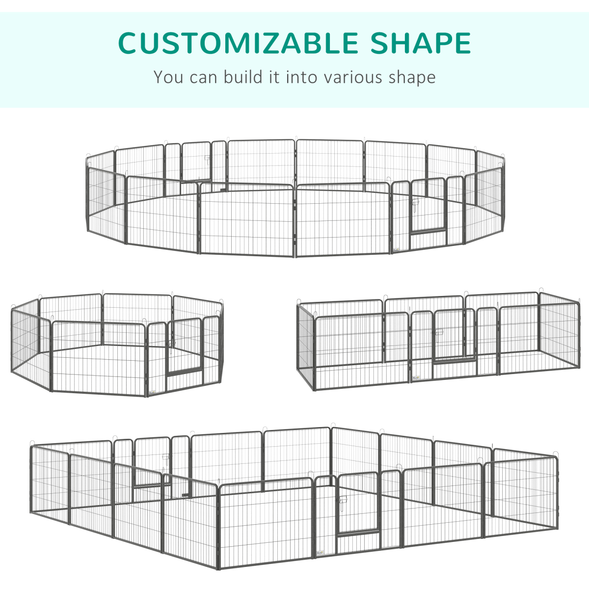 Heavy-Duty 16-Panel Dog Playpen, 2 Doors, 60 cm High, Indoor/Outdoor