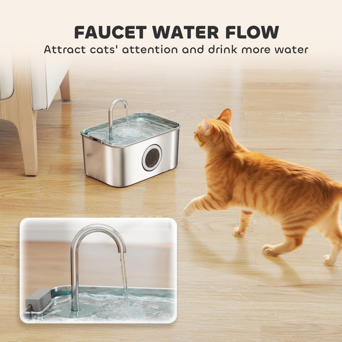 PawHut 3.2L Cat Water Fountain - Stainless Steel, Ultra-Quiet