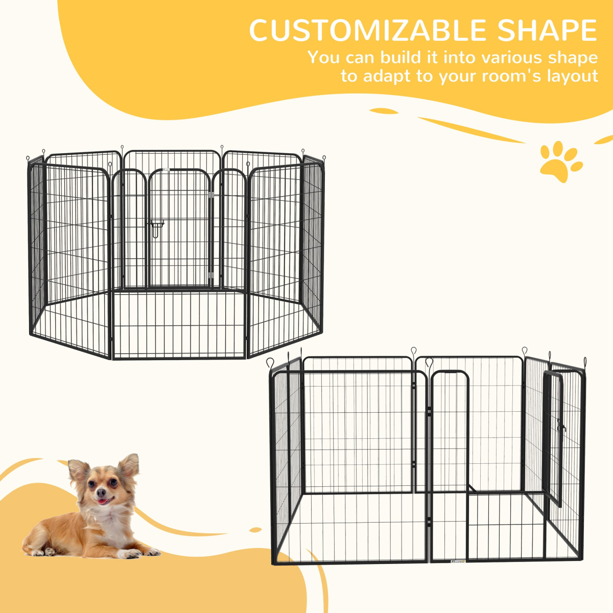 8-Panel Foldable Metal Pet Playpen for Medium & Large Dogs - Indoor/Outdoor