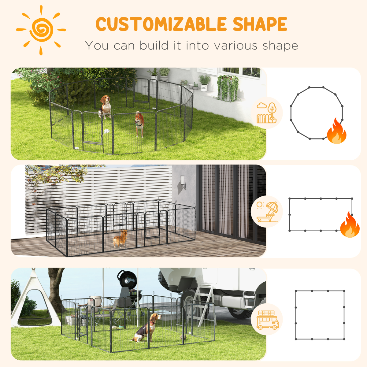 Heavy-Duty 12-Panel Puppy Play Pen for Indoor/Outdoor Use