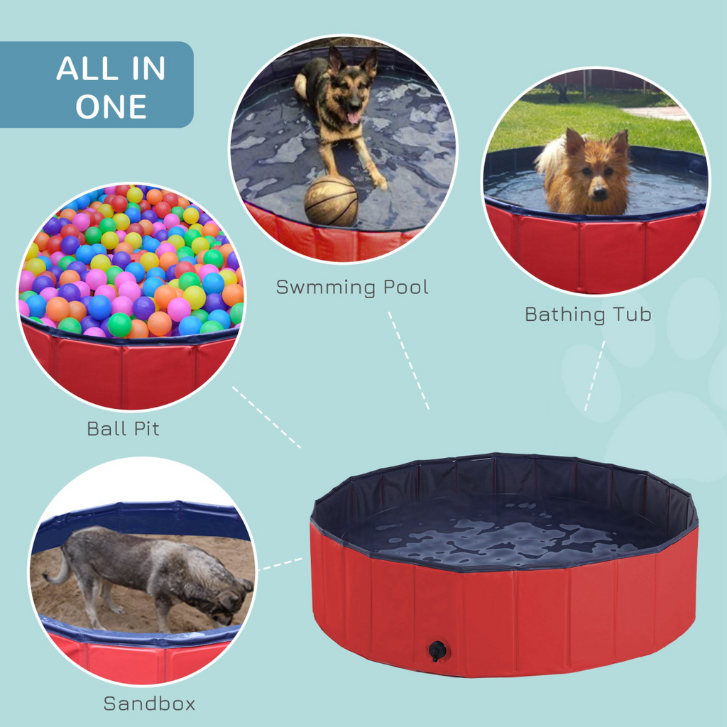 Pawhut 120cm Foldable Pet Paddling Pool - Indoor/Outdoor, Easy Clean