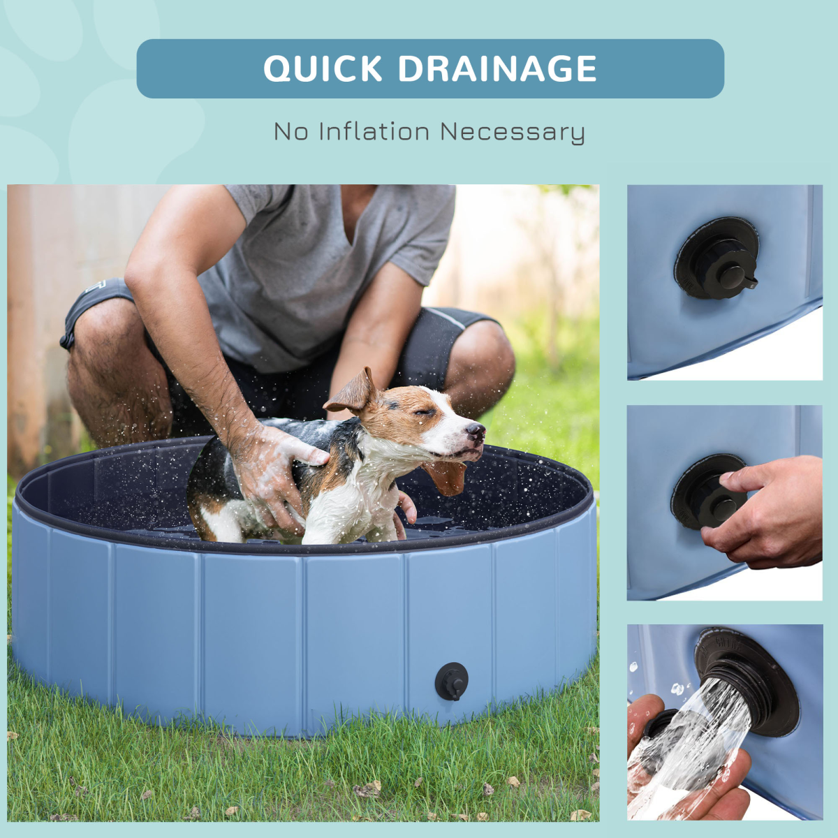 Pawhut 100cm Foldable Pet Pool for Indoor/Outdoor Cat & Dog Fun