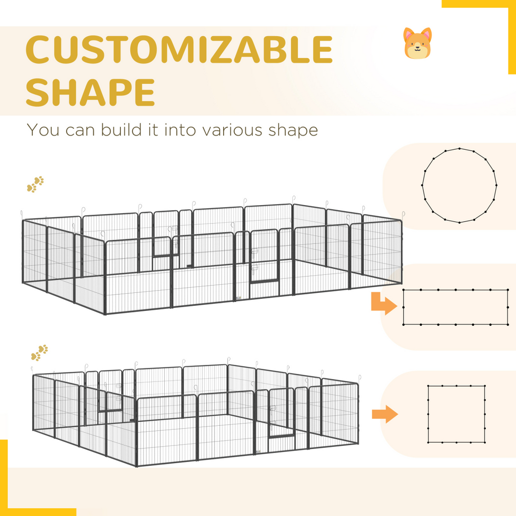 Heavy-Duty 16-Panel Puppy Play Pen - 80cm High, Flexible Shape