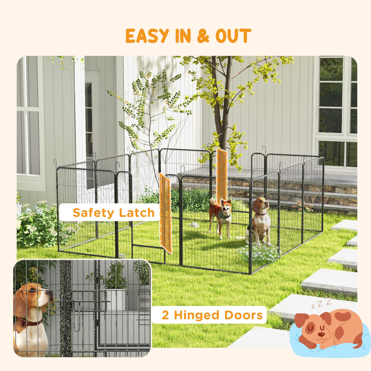 Heavy-Duty 12-Panel Puppy Play Pen for Indoor & Outdoor Use