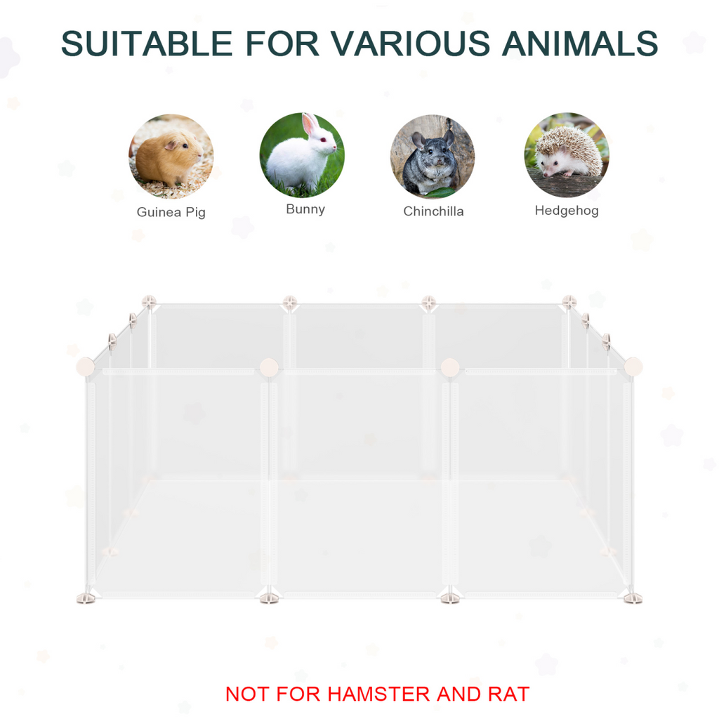 Pawhut DIY 12-Panel Pet Playpen Cage for Rabbits, Chinchillas & Guinea Pigs
